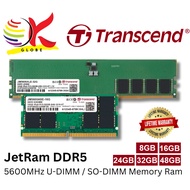 TRANSCEND JETRAM DESKTOP PC (U-DIMM) / LAPTOP NOTEBOOK (SO-DIMM) 5600MHZ DDR5 MEMORY RAM - 8GB 16GB 