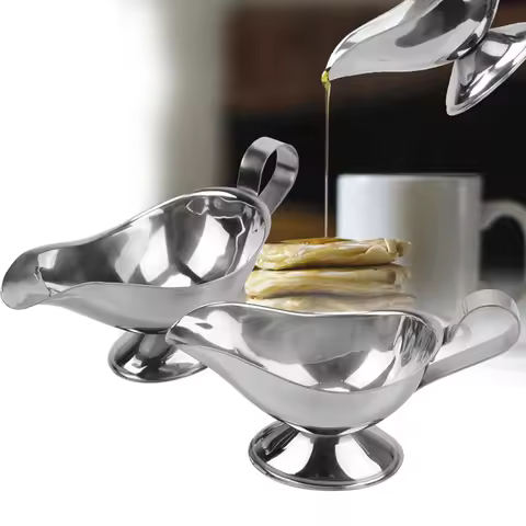 304 Stainless Steel Western Food Juice Boat Fruit Salad Dressing Kitchen Home Tool Black Pepper Sauc