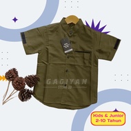 KEMEJA HIJAU Muslim Clothing For Children Green Sage Army Boys Tojiro Kurta Koko Kids Short Sleeve S