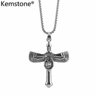 Kemstone Stainless Steel Male Necklace Eagle Goros Gold Silver Plated Pendant Necklace Jewelry Gift 