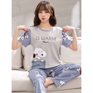 baju tidur wanita dewasa baju set perempuan Seluar kapas pullover wanita ditambah baju tidur 200jin 