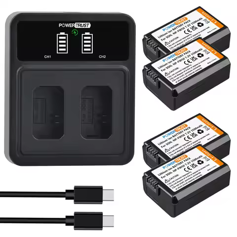 PowerTrust 1500mAh NP-FW50 NP FW50 Battery NPFW50 Bateria for Sony Alpha A6000 A6300 A6400 A6500 A51