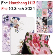 For Hanzhong H13 Pro iPad H13 Pro 10.3inch 2024 High-end Leather Cover Fashion Butterfly Flower Tabl