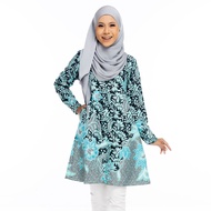 AQEELA Batik Muslimah Blouse - Turquoise (qb141c)