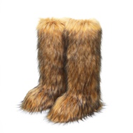 Faux Raccoon Fur Boots Long Tube Ladies Faux Fur Boots Fashion High Boots