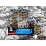 Yamaha Y15 Y16 Sprocket Set, Sprocket Suprimo Gold (415H) With Rantai Gold (132L)