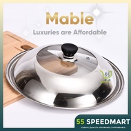 𝟱𝟱𝗦𝗣𝗘𝗘𝗗𝗠𝗔𝗥𝗧 MABLE STAINLESS STEEL WITH TEMPERED GLASS LID / WOK COVER 锅盖家用不锈钢炒菜锅盖子 30/32/34/36/38/40