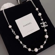 國際精品CHANEL 香奈兒水花水鑽雙C珍珠項鍊 代購非預購