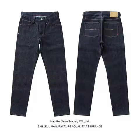 SAUCE ORIGIN 1A915-AG Mens Jeans Selvedge Denim Jeans for Man Silver Button Taper Fit Handmade 15 Oz