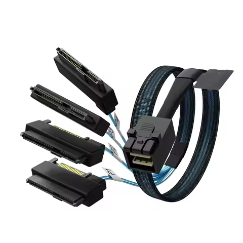 Mini SAS HD to (4) SFF-8482 Connector with SAS Power Port 12Gb/s Cable 3.3ft Internal 1m for Storage