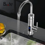 1 PCS Electric Water Heater Water Faucet Water Heater Stainless Steel Silver EU Plug