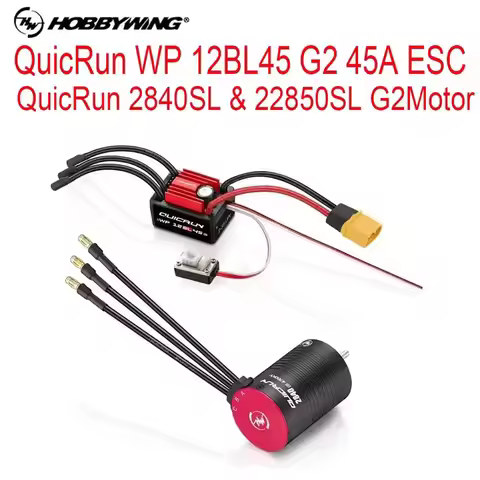 Hobbywing QuicRun WP 12BL45 G2 45A ESC & G2 Brushless Sensored Motors – 2840SL 4700KV, 2850SL 3400KV