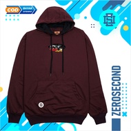 ZERO SECOND HOODIE PRIA WARNA BURGUNDY JAKET ANIME SIZE M L XL XXL