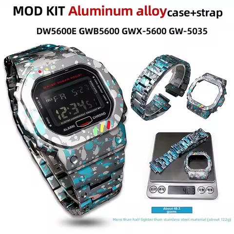 Ultra-Lightweight Aluminum alloy Case & Strap mod kit For Casio DW5600 GW-B5600 GWX-5600 DW5035 Meta