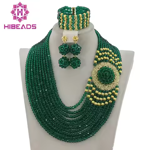 Splendid Nigerian Wedding Beads Jewellery Set Choker Necklace Set African Women Bridal Jewelry Set N