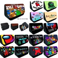 Among Us Cartoon Triangle Pencil Case Anime Pattern Kids Pen Bags Boys Girls School Supplies Station