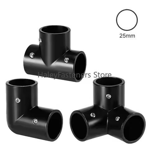 Tube/Pipe Black Thickened Connector, for Diameter 25mm Pipe, Movable Fastening, Clothes Rack Display