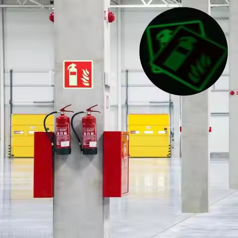 E8BD Fire Extinguishers Sign Glow in Dark Sign Label 5 Pack 15x15cm Fire Extinguishers Photoluminesc