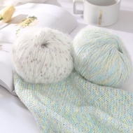 Mohair Color Dot Alpaca Wool Blended Section Dyed Thread Hand-Knitted Scarf Hat