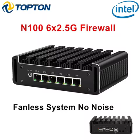 Intel i3 N300 Firewall Appliance 6x2.5G i226-V Metal Mini PC DDR5 2xNVMe Industrial NAS PC Home Serv