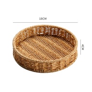 Handmade Wicker Fruit Basket Simple Snack Tray Living Room Candy Plate round Shape Hotel Restaurant