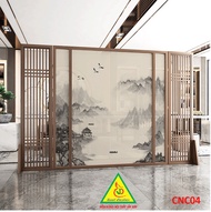 Bình phong gỗ khung tranh cắt CNC cho phòng khách nhà bếp nhà hàng spa CNC04 - Nội thất lắp ráp Vien