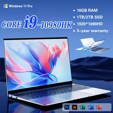 2026 New 14.1" Ultra Slim Laptop 16GB RAM 1/2TB SSD Windows 11 Pro Core i9-10980HK Notebook HD Games