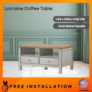 (FREE Installation+Shipping) KBS Lorraine Coffee Table / 2 Drawers Storage / L90 x D60 x H48 CM