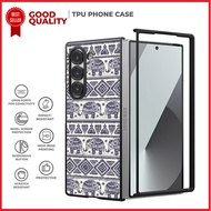 Case Casing Samsung Z Flip 7 6 5 4 3, Z Fold 7 6 5 4 3 5G SE Blue Ethnic Elephant Pattern AH0537 Cus