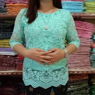 SHOOPI ATASAN BLUS SEMI PRANCIS/ BLUS SEMI BROKAT WANITA/KEBAYA BROKAT BAJU KEKINIAN CANTIK TERBARU 