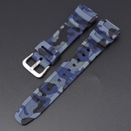 18mm Suitable for Casio AQ-S810W Flange Rubber Strap AE-1200/1300/SGW-300 Camouflage Strap Watches Accessories Men Sports Waterproof Watch Bracelet Black Buckle