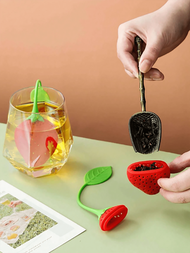 1個草莓形矽膠泡茶器/ 糖果過濾袋/ 茶過濾器/ 茶隔/ 泡茶袋