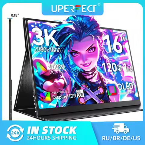 UPERFECT 16” OLED 3K 120Hz Portable Gaming Monitor 2880x1800 100% DCI-P3 500Nits USB-C HDMI Computer