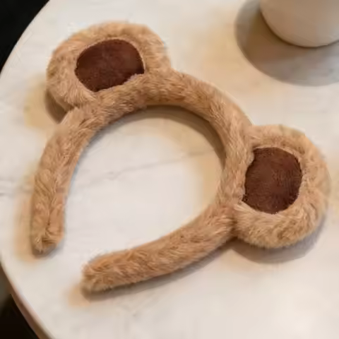 Bear Headband Cute Plush Adjustable Costume Adult Animal Ears Costume Headband for Halloween Birthda