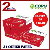 CARTON OF 5 REAM IK A4 PAPER / 70GSM / 80GSM / 500PCS PER REAM