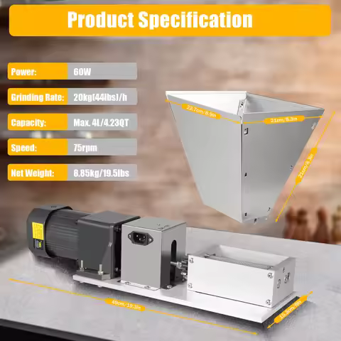 4L Electric Grain Mill 20kg/h Barley Grinder Wet/Dry Malt Crusher Grain HomeBrew Mill Widely Use For