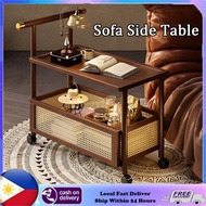 Wooden Tabletop Trolley Coffee Tea Table Kitchen Shelf Rack Living Room Storage Cart Storage Desk