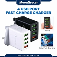 Fast Charging Adapter 4 Port USB Charger Travel Charger Adapter Wall Charger Quick Charge Adapter Kepala Cas
