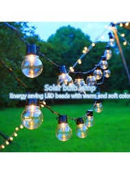 1入16.4英尺/ 5米或32.8英尺/ 10米20或40 LED燈G50燈泡串燈，適用於露台，後院，花園和露營裝飾，可選配電池盒和太陽能板