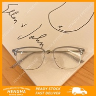 (HENGHA) Classic Retro Eyebrow Frame Eyeglasses for Women Metal Half Frame Eyeglasses for Men