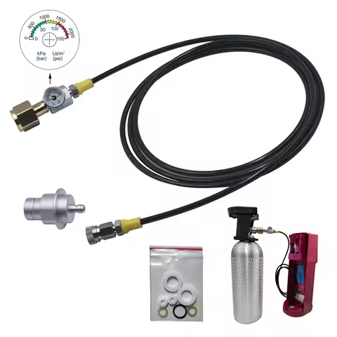 Soda Water Machine Terra DUO Art External CO2 Tank Fill Adapter 2.5M Hose Gauge Kit Filling Station 