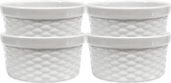 Porcelain Ramekins – 4-Piece White Set, Textured Sides, 4 Fl Oz – Oven Safe to 350°F (177°C), Microw