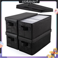 CD Storage Boxes-Pack of 4-Container Holds 30-165 Discs in CD Sleeves-14.1" X 6.2" X 5.5" CD Case St