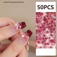 colorfulswallowfree 50PCS 3D Resin Flowers Nail Art Ch Accessories Rose Camellia Nail Decor DIY Nails Decoration Materials Manicure Salon Supply CCD