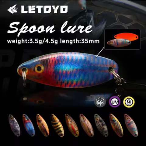 LETOYO 3.5g 4.5g Luminous Spoon Fishing Lure Fish-like Texture Spinner Lure Double-sided Painting S-