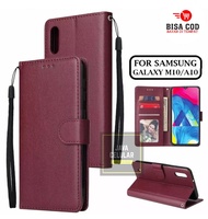 Leather Flip Untuk Samsung Galaxy M10/A10 - Wallet Case Kulit - Casing Dompet Case Wallet Leather Fl