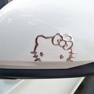 1 PAIR Cartoon Kitty Cat Rearview Mirror Reflective Car Stickers modification 3D Metal Sticker Stickers A