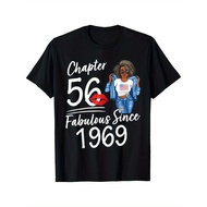 56th Birthday Afro Black Girl T-Shirt - Chapter 56 Fabulous Since 1969 Graphic Tee, Cotton Heavyweig