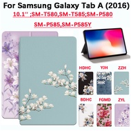 For Samsung Galaxy Tab A 10.1 inch 2016 SM-T580, SM-T585, SM-P580, SM-P585, SM-P585Y Fashion Flowers Tablet Case  High Quality Sweat-proof PU Leather Non-slip Stand Flip Cover