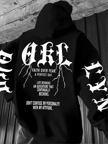 Gothic Font Versatile Street Men Women Pullover Hoodie Casual Loose Sport Hip-hop Y2K Autumn Winter 